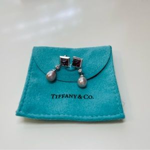 RARE Tiffany & Co earrings! Pink tourmaline/diamond/pearl in 18k white gold.